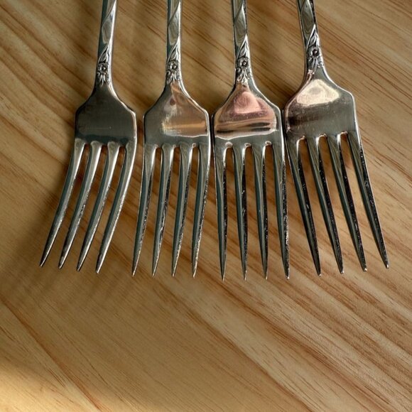Vtg Oneida Evening Star Grille Forks Vinade Set Of 4 1950 Community Silverplated - Picture 5 of 9